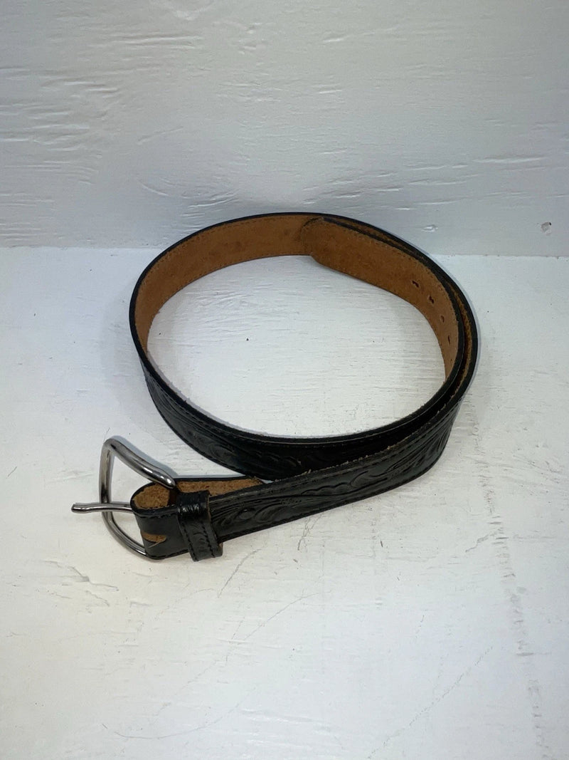 New Black Genuine Leather Chambers Tooled 34” Belt #WS658 JJ-43