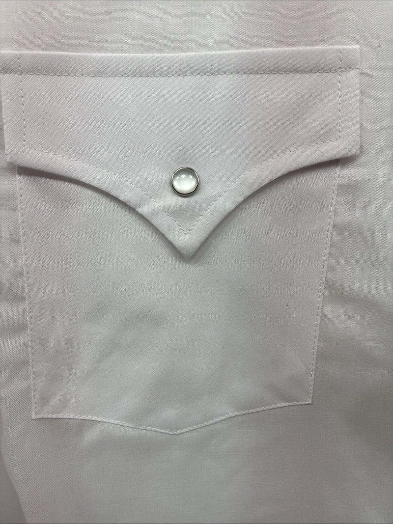 New Men’s ELY Cattleman Western White Long Sleeve Pearl Snap 16 Large V-48
