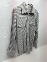 New Men’s Champion Western White Gray Stripe Long Sleeve Pearl Medium E-75