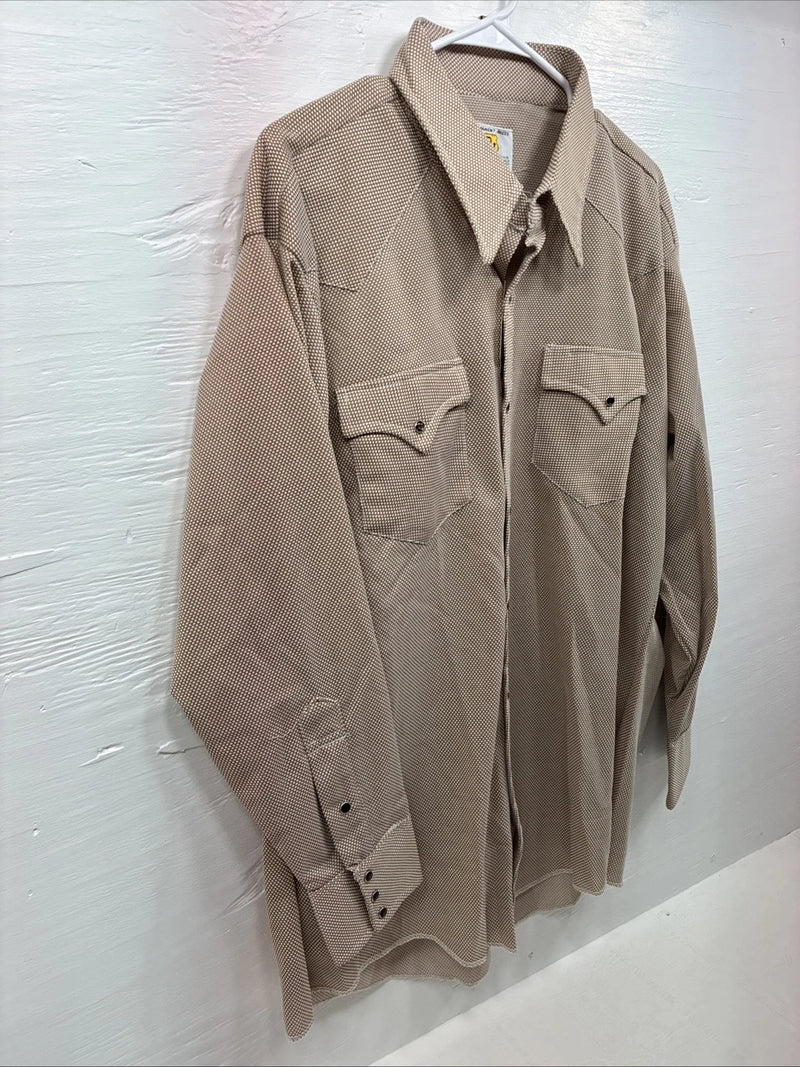 New Men’s Dickson Jenkins Brown Design Long Sleeve Pearl Snap 17.5 X 33 XL R-79