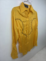 New Women’s Pioneer Wear Yellow Blue Long Sleeve Button Up Medium YY-77
