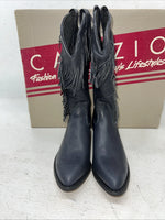New Women’s Navy Fringe Cowboy Boots. L 692 7.5 7 1/2 M. 17-35