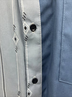 New Men’s Cowboy Threads Blue White Designed Short Sleeve Pearl Snap XL T-19
