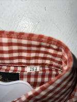 New Men’s Red Plaid Western Shirt Works Short Sleeve Button Up Shirt 15.5 M S-40