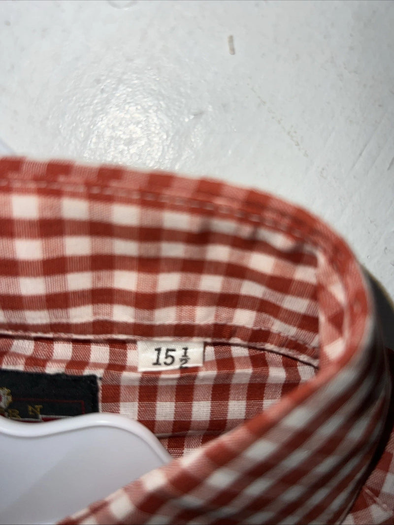 New Men’s Red Plaid Western Shirt Works Short Sleeve Button Up Shirt 15.5 M S-40