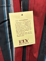 New Men’s ELY Cattleman Red Black Stripe Long Sleeve Pearl Snap 16.5 Large Q-33