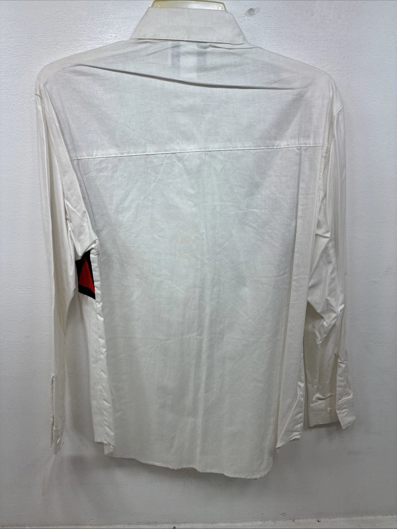 New Women’s San Angelo White Designed Long Sleeve Button Up Medium YY-105