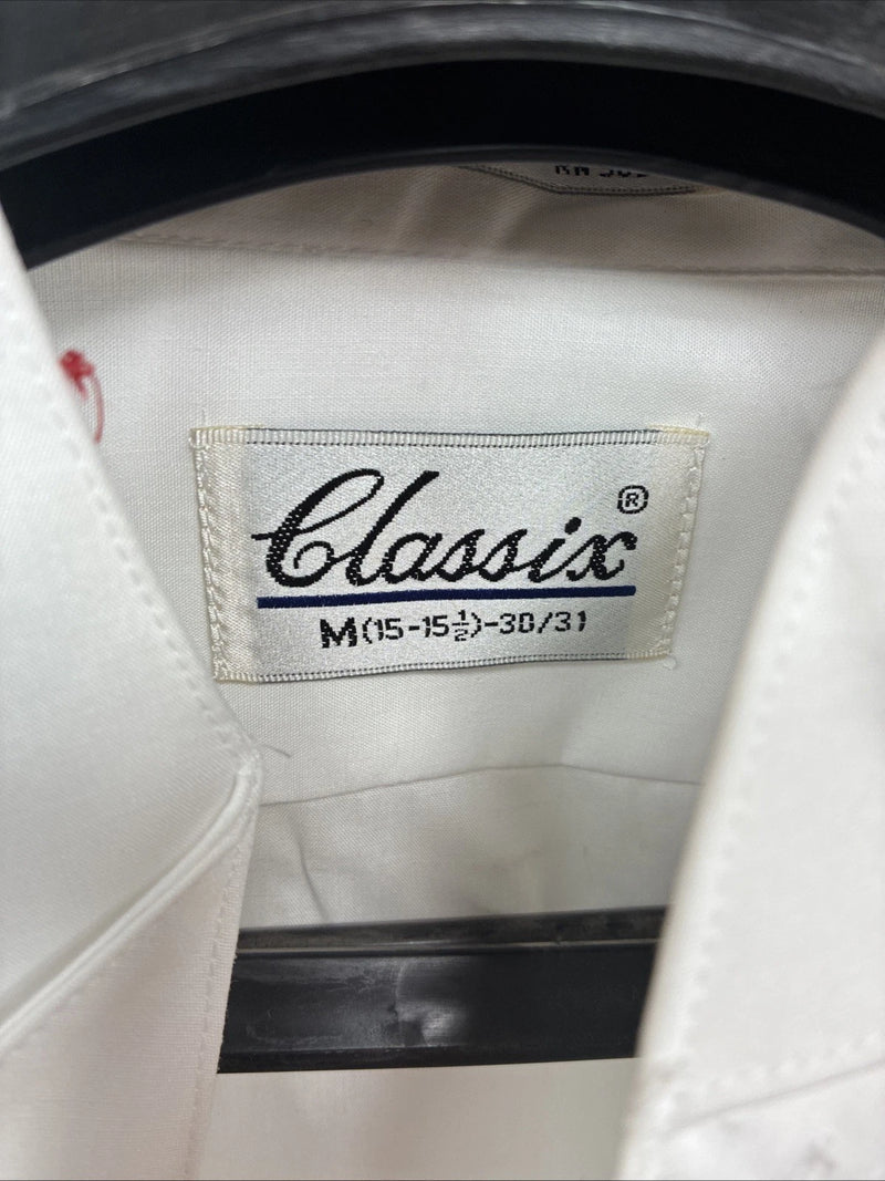 New Classix White Long Sleeve Button Up English Shirt 15-15.5 Medium AA-23