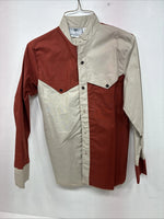 New Kids Cowboy Threads Tan Orange Long Sleeve Button Up Size 16 DD-81