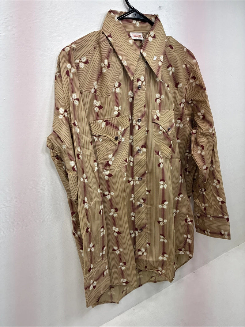 New Women’s ELY Plains Yellow Red Floral Long Sleeve Pearl Snap 16 X 33 II-9