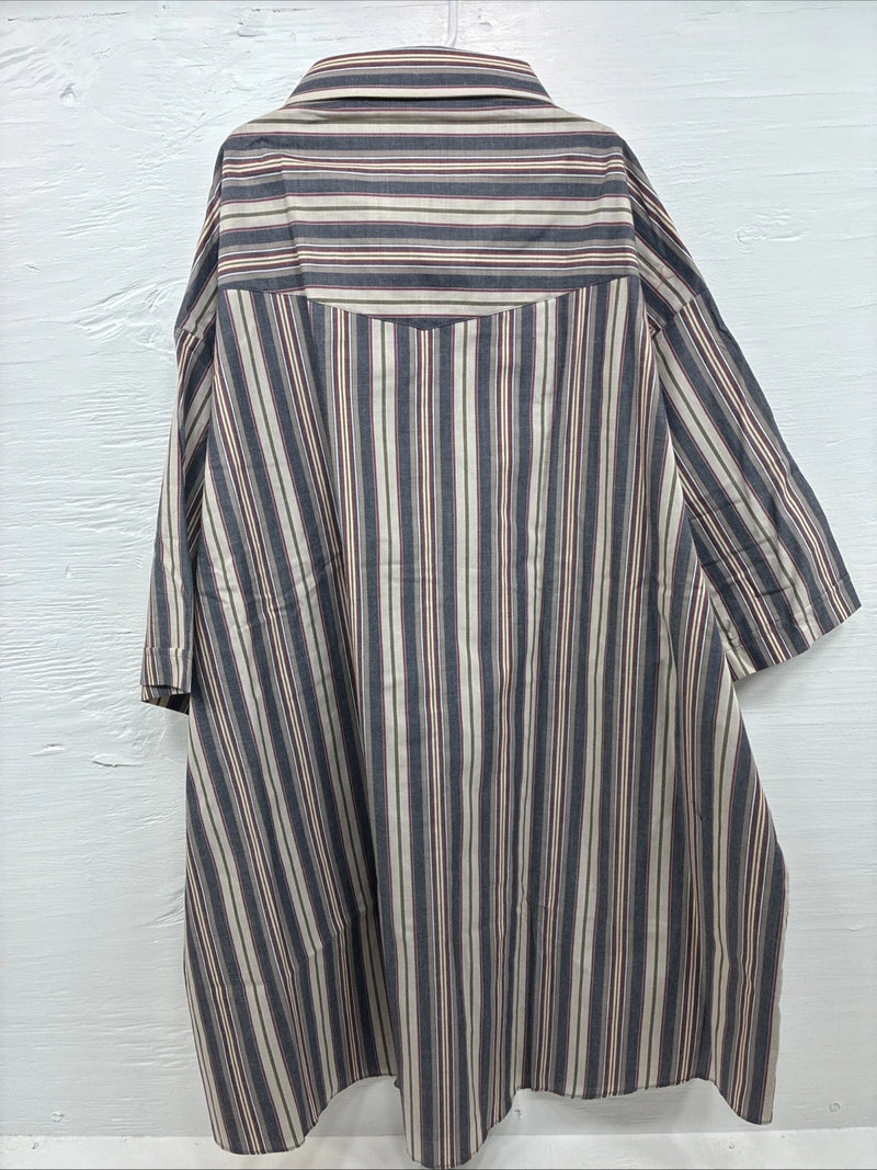 New Men’s ELY Cattleman Multicolor Stripe Short Sleeve Pearl Snap 3XL M-82