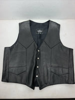 New Men’s Western Express Black Leather Biker Vest 4XL Q-604