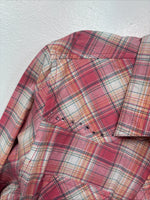 New Women’s Cumberland Pink Plaid Long Sleeve Pearl Snap Medium KK-109