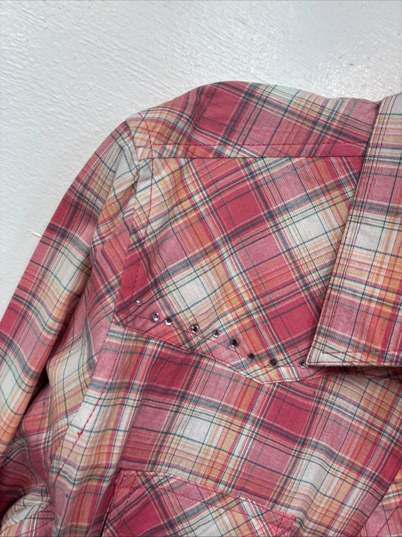 New Women’s Cumberland Pink Plaid Long Sleeve Pearl Snap Medium KK-109