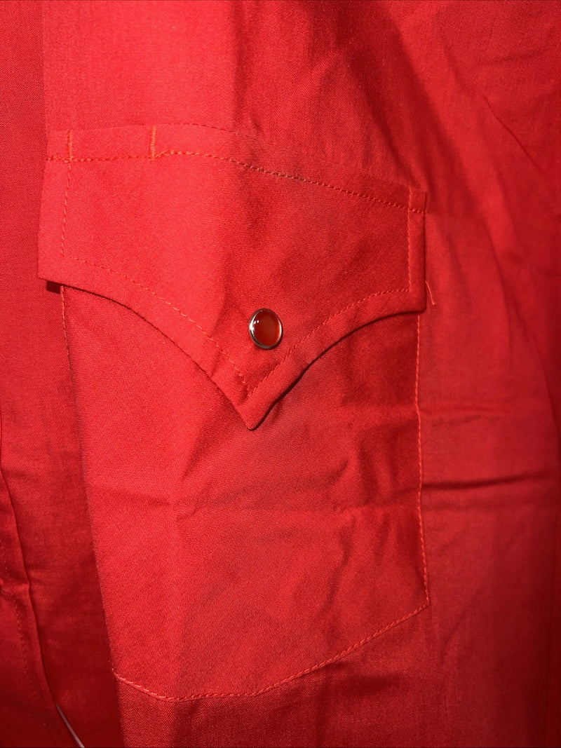 New Men’s Red ELY cattleman Short Sleeve Pearl Snap Shirt. 18.5 2XL G-78