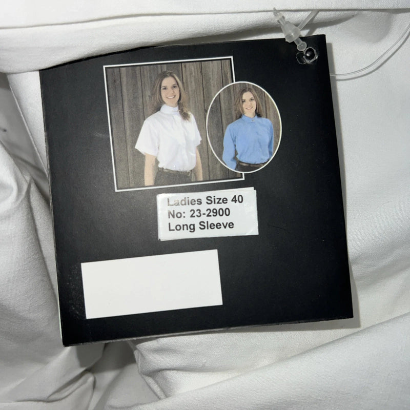 New Women’s White Riders Mark Long Sleeve English Riding Shirt. 40 23-2900 G-53