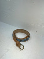 New Blue Genuine Leather Fox And French Horn 32” Belt #1120 JJ-47