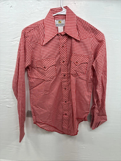 New Kids Dickson Jenkins Red Checker Long Sleeve Pearl Snap Size 16 CC-91