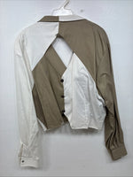New Women’s Cowboy Threads White Tan Long Sleeve Button Up XL YY-70