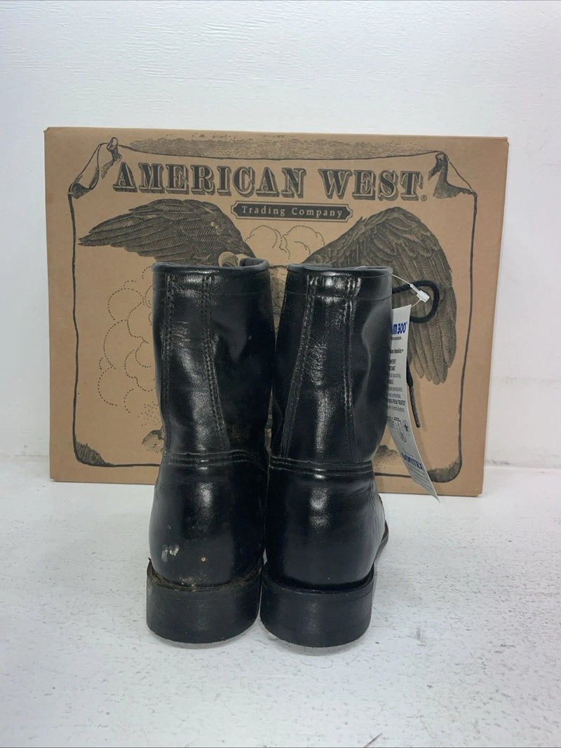 New Men’s Black Lace Up American West Cowboy Boots. 5991 9 D. 4-34
