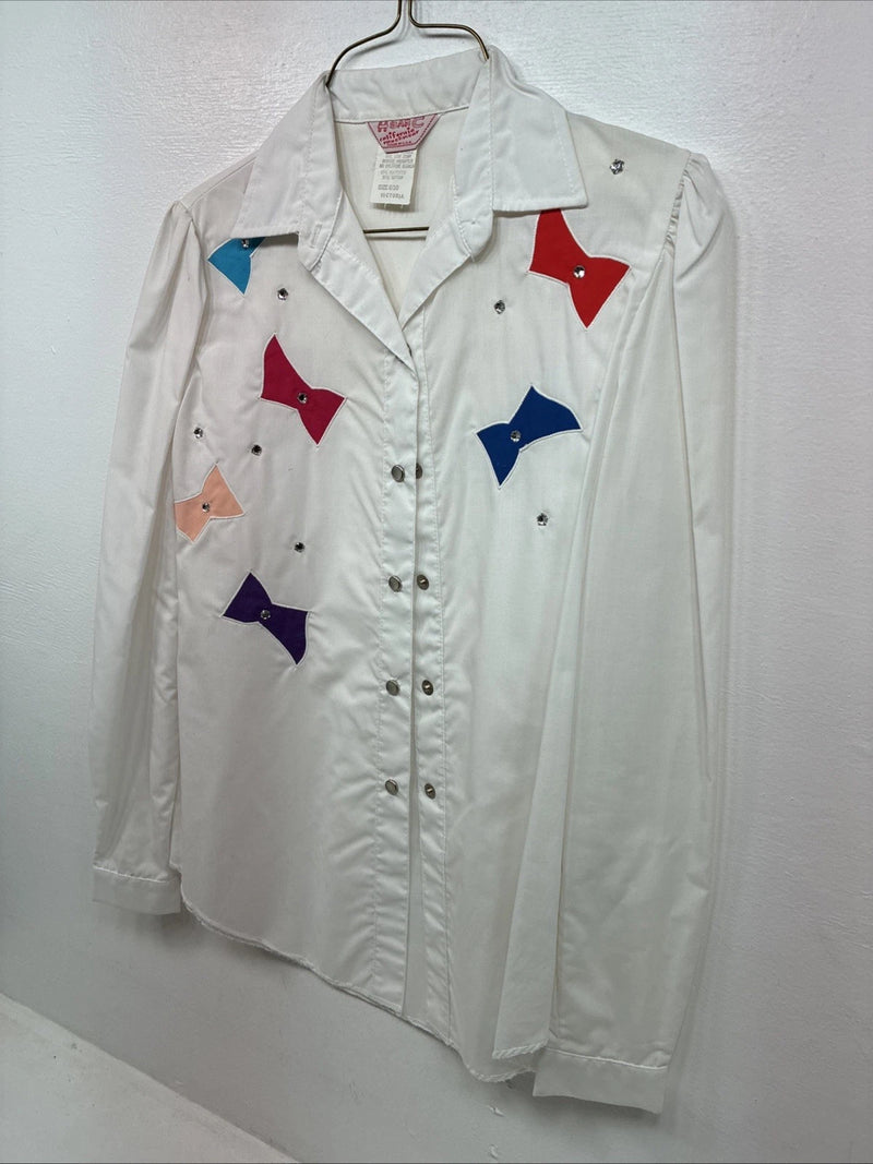 New Women’s H Bar C White Designed Long Sleeve Pearl Snap Size 30 MM-53