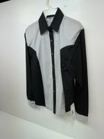 New Women’s Black White Cowboy Threads Longsl Sleeve Button Up Shirt M 3B-50
