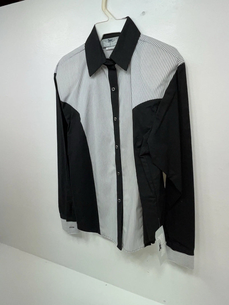 New Women’s Black White Cowboy Threads Longsl Sleeve Button Up Shirt M 3B-50
