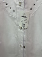 New Women’s White Horse White Gem Long Sleeve Pearl Snap 2XL GG-51