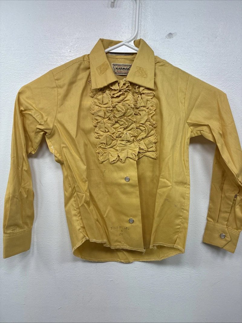 New Kids Karman Yellow Designed Long Sleeve Pearl Snap Size 6 YY-48