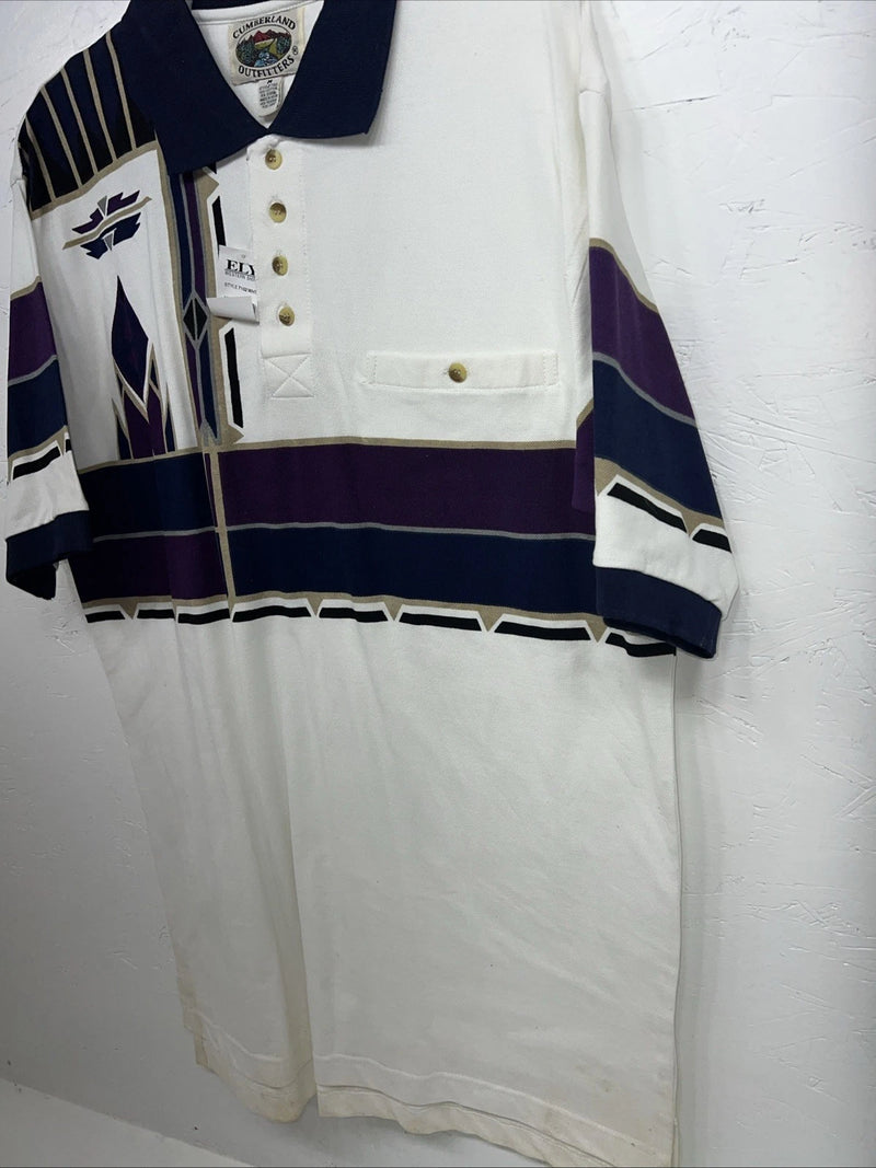 New Men’s Cumberland Outfitters Purple White Navy Polo Shirt. Medium I-50