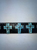New Black Genuine Leather Blazin Roxx Blue Bling Cross S Belt #N3520401 Z-53