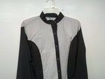 New Women’s Black White Cowboy Threads Long Sleeve Button Up Shirt L #7013 3B-54