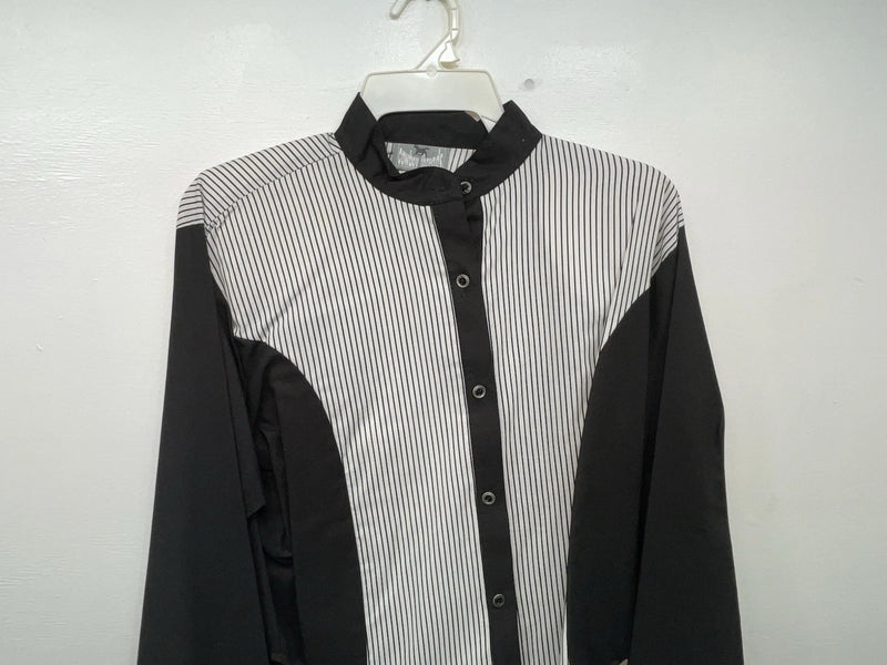 New Women’s Black White Cowboy Threads Long Sleeve Button Up Shirt L #7013 3B-54