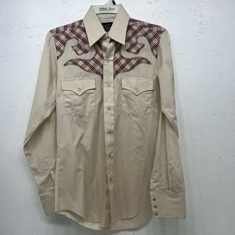New Men’s Champion Western Tan Long Sleeve Pearl Snap 15 X 34 Medium B-51 