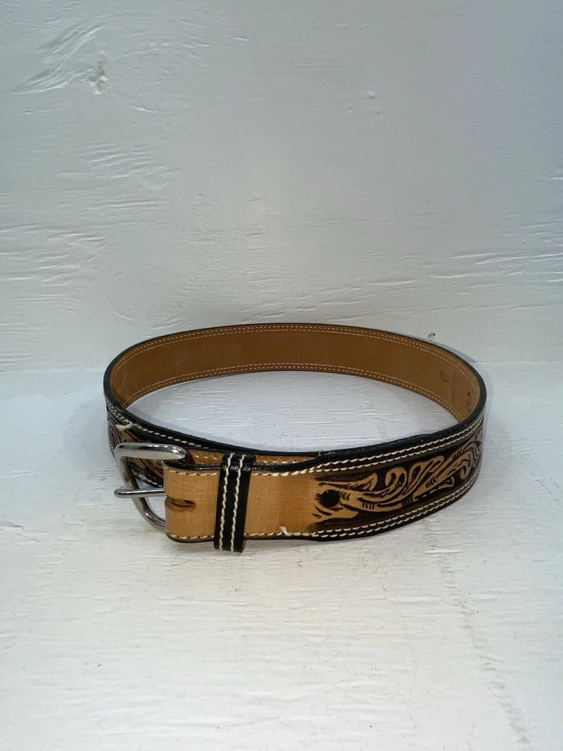 New Brown Genuine Leather Perkies Tooled 32” Belt #7512 NN-13 
