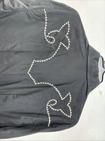 New Women’s White Horse Black Design Long Sleeve Pearl Snap Large KK-114