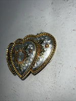 New Women’s Double S 3 Heart Gold Belt Buckle. 37043 A-104
