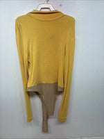 New Dressed To Win Yellow Half Zip Long Sleeve Showing Bodysuit Medium TT-43