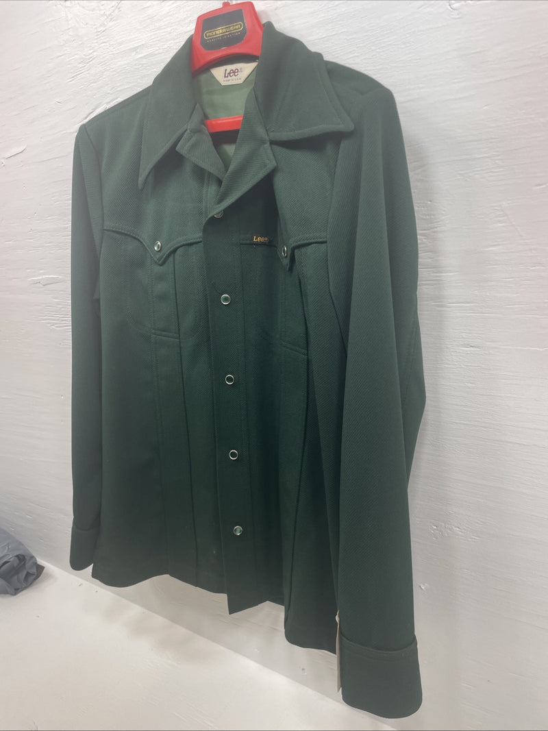 New Men’s Lee Green Long Sleeve Pearl Snap Small Regular B-127