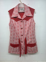 New Women’s Western Heritage Pink Designed Sleeveless Button Up Size 14 YY-128