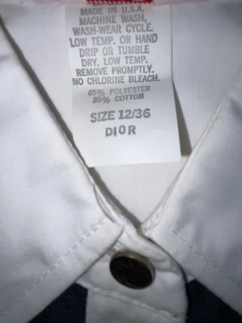 New Women’s Blue White & Bling H Bar C Long Sleeve Button Up Shirt #20119 3B-40