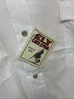 New Men’s ELY Cattleman White Long Sleeve Pearl Snap 18.5 X 36 2XL X-75