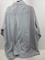 New Men’s White Horse White Striped Long Sleeve Pearl Snap 4XL F-46