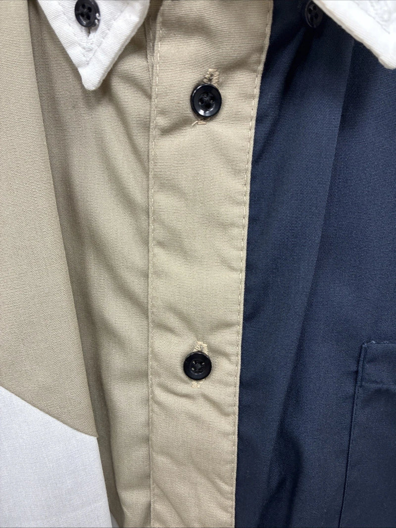 New Men’s Cowboy Threads Tan Blue Long Sleeve Button Up Large AA-21