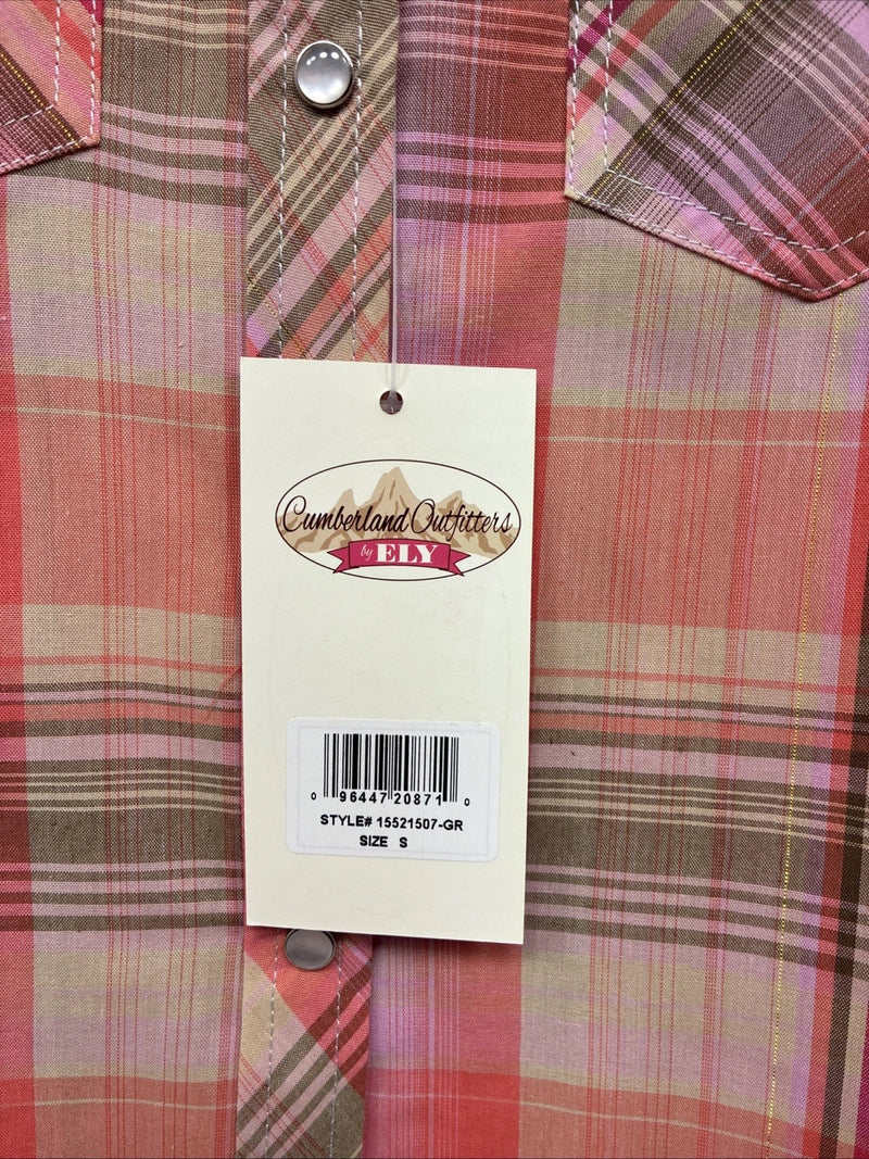 New Girls Cumberland Pink Plaid Long Sleeve Pearl Snap Small MM-13