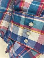 New Men’s ELY Cattleman Blue Multicolor Plaid Long Sleeve Pearl Snap Large X-17