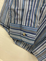 New Kids ELY Classic Blue Stripe Long Sleeve Button Up Large CC-85