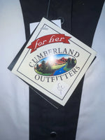New Women’s Black White Cumberland Outfitters Short Sleeve Button Up Shirt 3B-55
