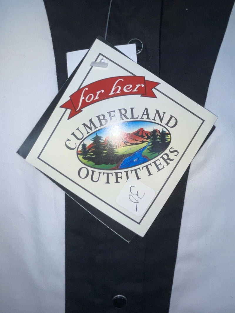 New Women’s Black White Cumberland Outfitters Short Sleeve Button Up Shirt 3B-55