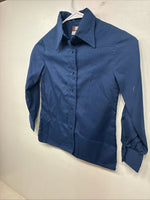 New Women’s Fenton Blue Long Sleeve Button Up Short Size 6 TT-113